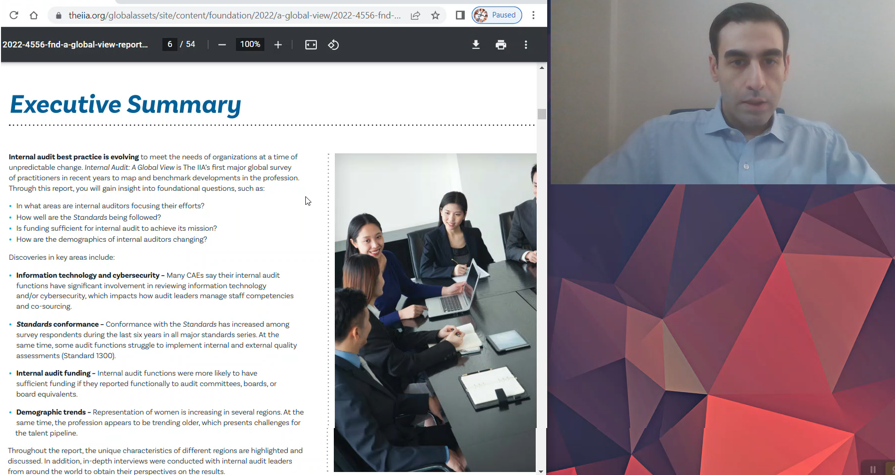 گزارش تصویری بررسی گزارش تحقیقی انجمن بین‌المللی حسابرسان داخلی (CBOK-2022)