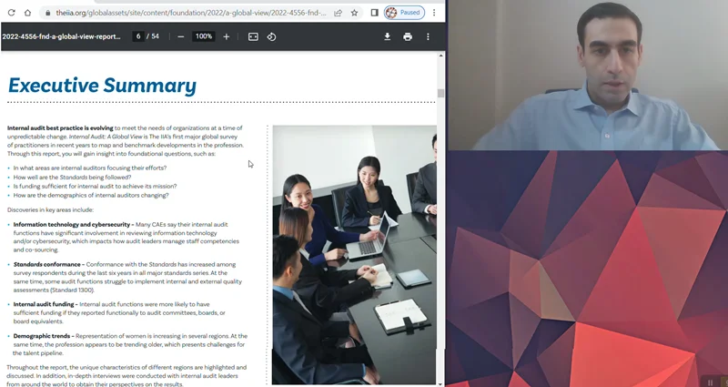 گزارش تصویری بررسی گزارش تحقیقی انجمن بینالمللی حسابرسان داخلی (CBOK-2022)